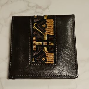 NWT Made In India Leather Embellished Wallet Dark Leather